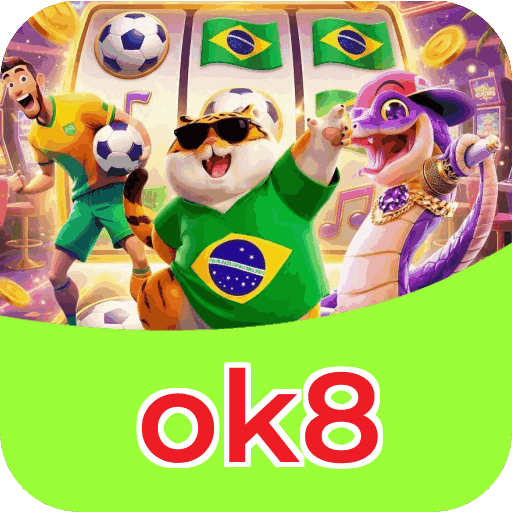 Interface do aplicativo ok8 mostrando jogos disponíveis no iOS e Android